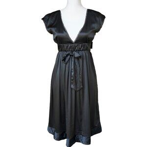 See Chloe Black Silk Midi Dress Coquette Whimsigoth Babydoll Luxury Fairy Dress